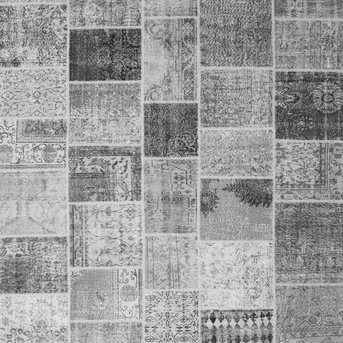 Serging Thickness of Machine Washable Patchwork Gray Transitional Rug, wshcon1396gry