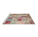 Serging Thickness of Machine Washable Contemporary Rust Pink Rug, wshcon1397