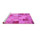 Sideview of Machine Washable Patchwork Pink Transitional Rug, wshcon1397pnk