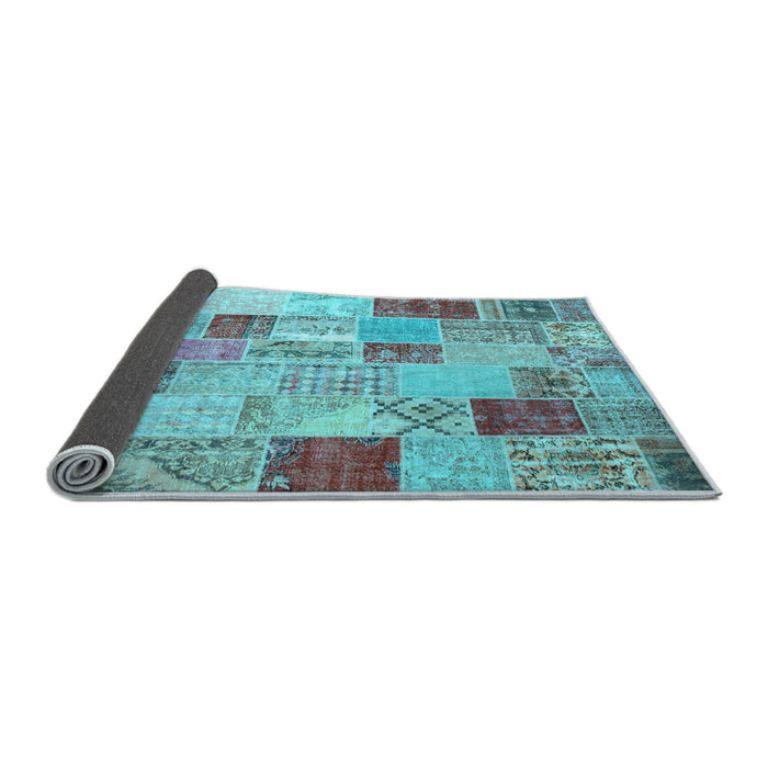 Sideview of Patchwork Light Blue Transitional Rug, con1397lblu