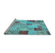 Sideview of Machine Washable Patchwork Light Blue Transitional Rug, wshcon1397lblu