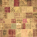 Square Machine Washable Patchwork Brown Transitional Rug, wshcon1397brn