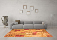 Machine Washable Patchwork Orange Transitional Rug, wshcon1397org