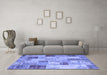 Machine Washable Patchwork Blue Transitional Rug in a Living Room, wshcon1397blu