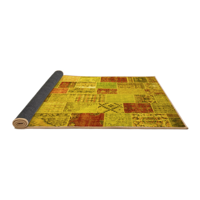 Sideview of Patchwork Yellow Transitional Rug, con1397yw