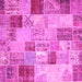 Square Machine Washable Patchwork Pink Transitional Rug, wshcon1397pnk