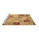 Sideview of Machine Washable Patchwork Brown Transitional Rug, wshcon1397brn