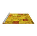 Sideview of Machine Washable Patchwork Yellow Transitional Rug, wshcon1397yw