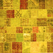 Square Machine Washable Patchwork Yellow Transitional Rug, wshcon1397yw