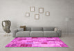 Machine Washable Patchwork Pink Transitional Rug in a Living Room, wshcon1397pnk