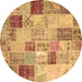 Round Patchwork Brown Transitional Rug, con1397brn