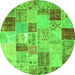 Machine Washable Patchwork Green Transitional Area Rugs, wshcon1397grn