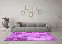 Machine Washable Patchwork Purple Transitional Rug, wshcon1397pur