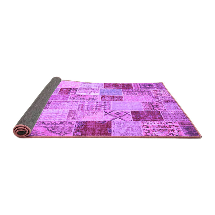Sideview of Patchwork Purple Transitional Rug, con1397pur