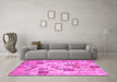 Machine Washable Patchwork Pink Transitional Rug in a Living Room, wshcon1398pnk