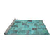 Sideview of Machine Washable Patchwork Light Blue Transitional Rug, wshcon1398lblu