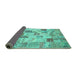 Sideview of Patchwork Turquoise Transitional Rug, con1398turq