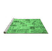 Sideview of Machine Washable Patchwork Emerald Green Transitional Area Rugs, wshcon1398emgrn