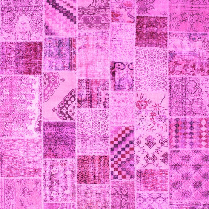 Machine Washable Patchwork Pink Transitional Rug, wshcon1398pnk