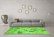 Machine Washable Patchwork Green Transitional Area Rugs in a Living Room,, wshcon1398grn