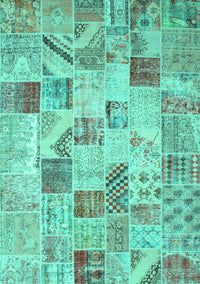 Patchwork Turquoise Transitional Rug, con1398turq