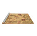 Sideview of Machine Washable Patchwork Brown Transitional Rug, wshcon1398brn