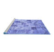 Sideview of Machine Washable Patchwork Blue Transitional Rug, wshcon1398blu