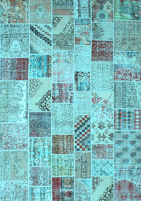 Patchwork Light Blue Transitional Rug, con1398lblu