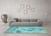 Machine Washable Patchwork Light Blue Transitional Rug in a Living Room, wshcon1398lblu