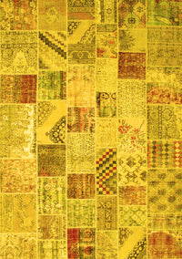 Patchwork Yellow Transitional Rug, con1398yw