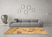 Machine Washable Patchwork Brown Transitional Rug in a Living Room,, wshcon1398brn