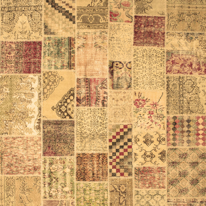 Machine Washable Patchwork Brown Transitional Rug, wshcon1398brn