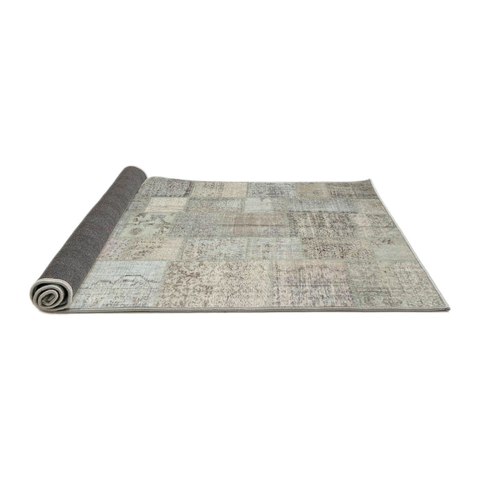 Thickness of Contemporary Pale Silver Gray Patchwork Rug, con1399
