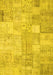 Machine Washable Patchwork Yellow Transitional Rug, wshcon1399yw