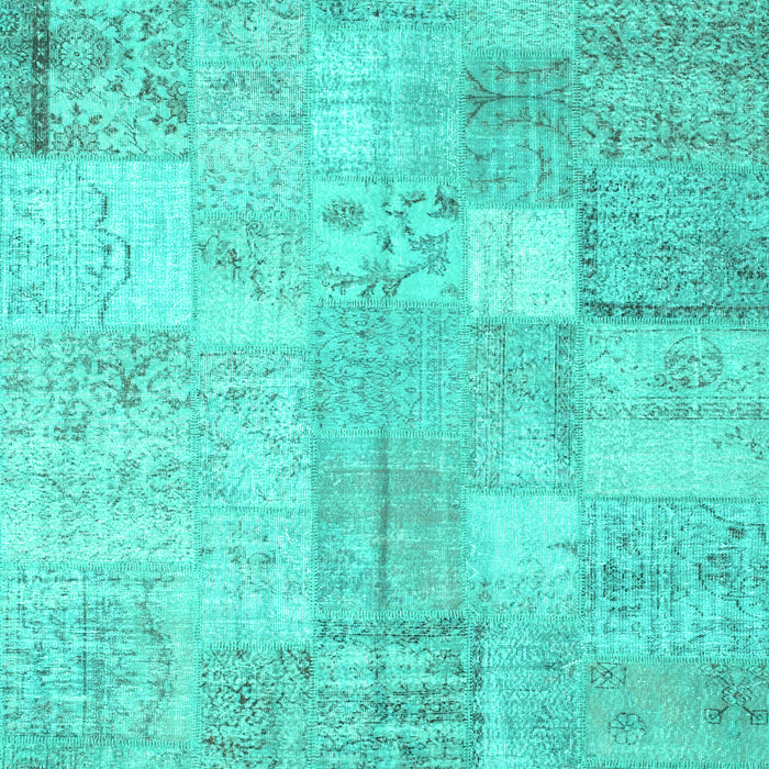 Machine Washable Patchwork Turquoise Transitional Area Rugs, wshcon1399turq