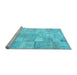 Sideview of Machine Washable Patchwork Light Blue Transitional Rug, wshcon1399lblu