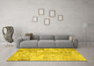 Machine Washable Patchwork Yellow Transitional Rug in a Living Room, wshcon1399yw