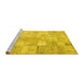 Sideview of Machine Washable Patchwork Yellow Transitional Rug, wshcon1399yw