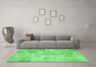 Machine Washable Patchwork Emerald Green Transitional Area Rugs in a Living Room,, wshcon1399emgrn