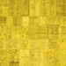 Square Machine Washable Patchwork Yellow Transitional Rug, wshcon1399yw