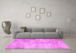 Machine Washable Patchwork Pink Transitional Rug in a Living Room, wshcon1399pnk