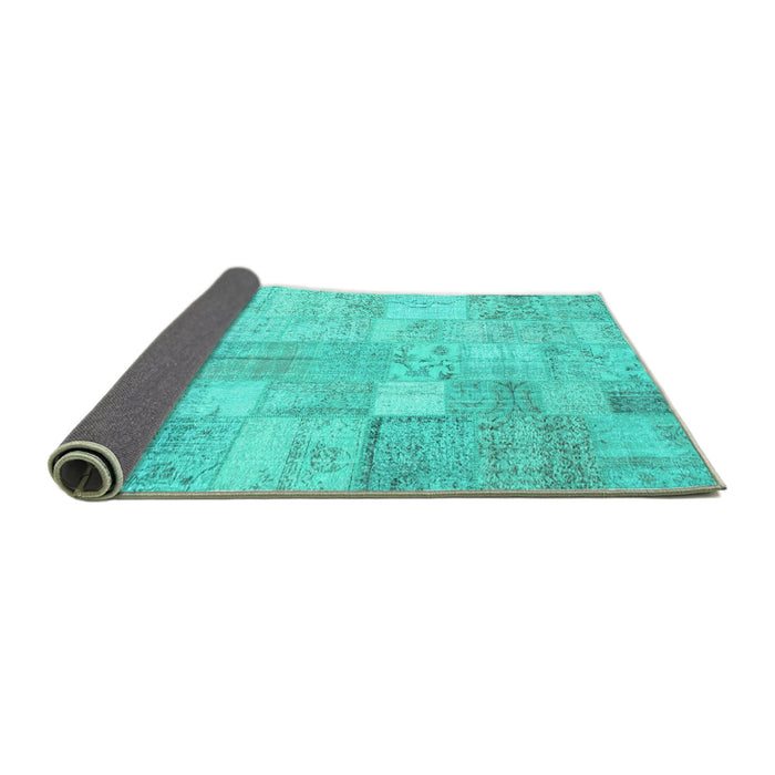 Sideview of Patchwork Turquoise Transitional Rug, con1399turq
