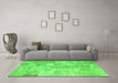 Machine Washable Patchwork Green Transitional Area Rugs in a Living Room,, wshcon1399grn