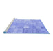 Sideview of Machine Washable Patchwork Blue Transitional Rug, wshcon1399blu