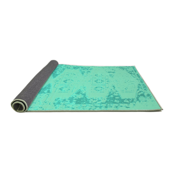 Sideview of Abstract Turquoise Contemporary Rug, con139turq