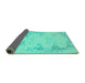 Sideview of Abstract Turquoise Contemporary Rug, con139turq