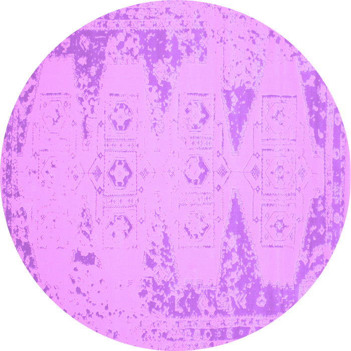 Round Abstract Purple Contemporary Rug, con139pur