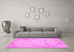 Machine Washable Abstract Pink Contemporary Rug in a Living Room, wshcon139pnk