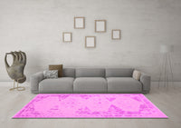 Machine Washable Abstract Pink Contemporary Rug, wshcon139pnk