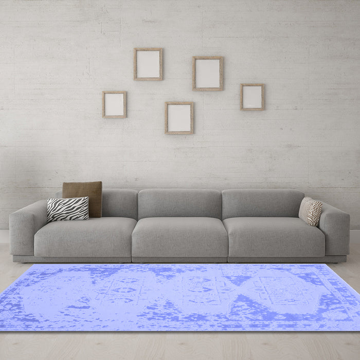Machine Washable Abstract Blue Contemporary Rug in a Living Room, wshcon139blu